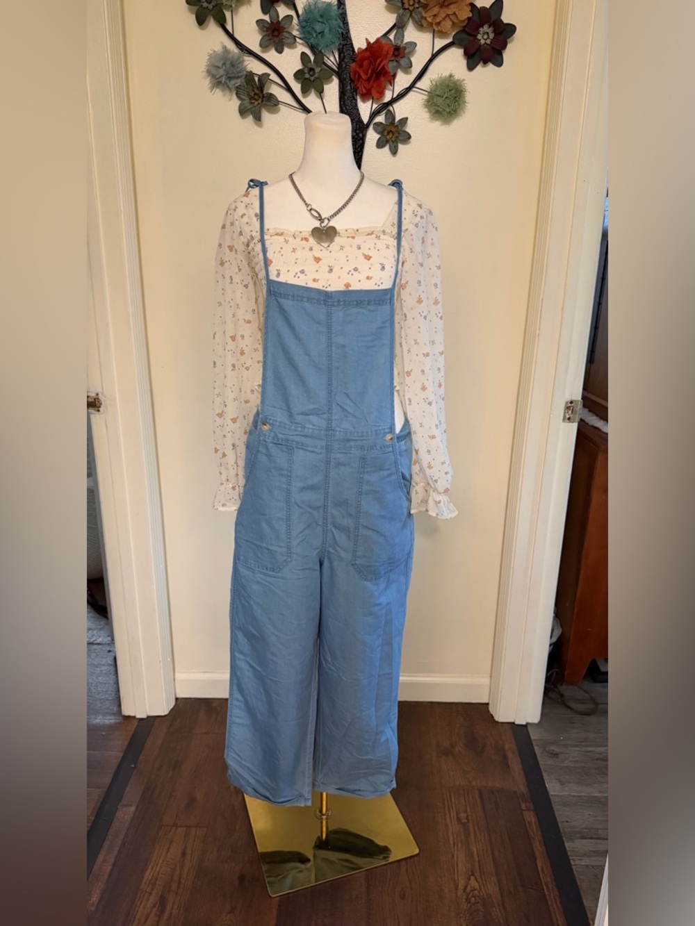 Light Blue bohemian Women's Denim Overalls - Casual Wide-Leg